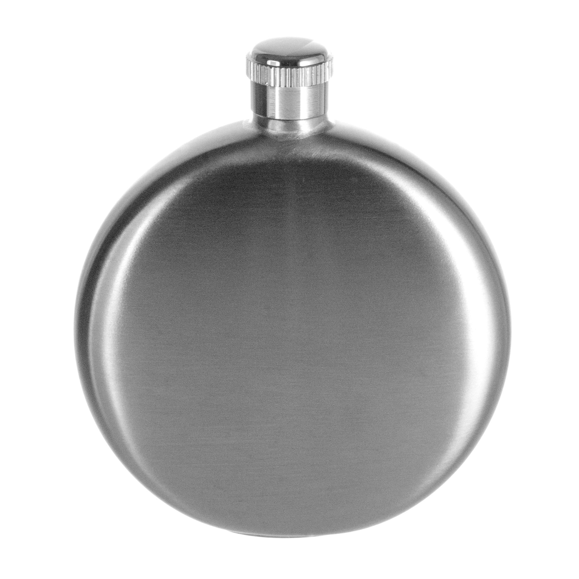 Round Silver 5 oz Hip Flask