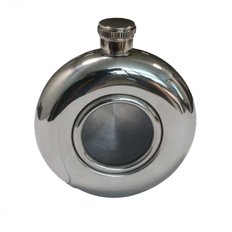 Round High Polish Chrome 5oz Hip Flask