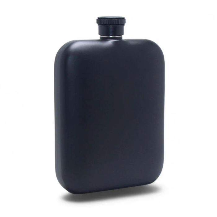 Black Rectangular Canteen Style 6oz Flask