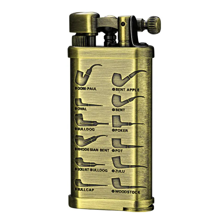 IM Corona Old Boy Brushed Gold Pipe Shape Guide Lighter