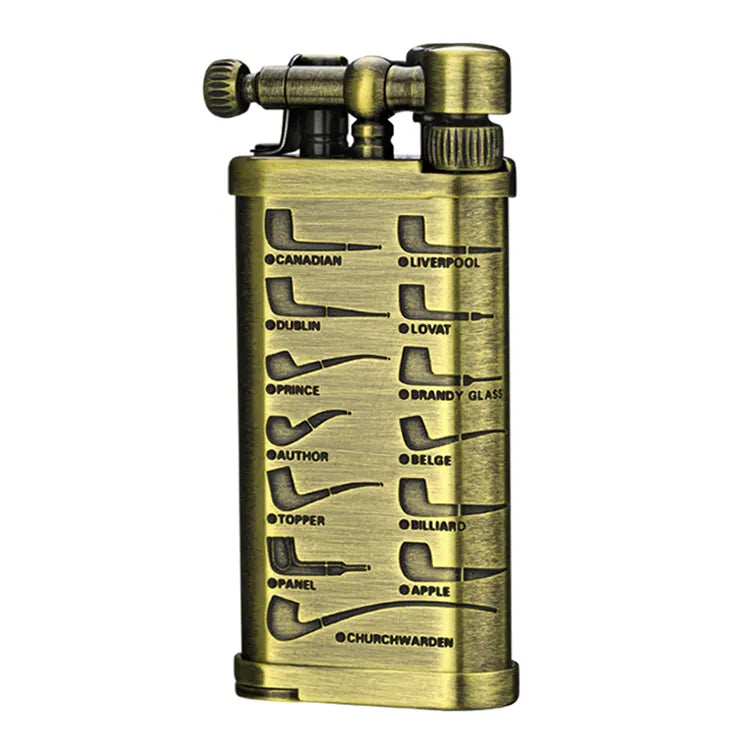 IM Corona Old Boy Brushed Gold Pipe Shape Guide Lighter