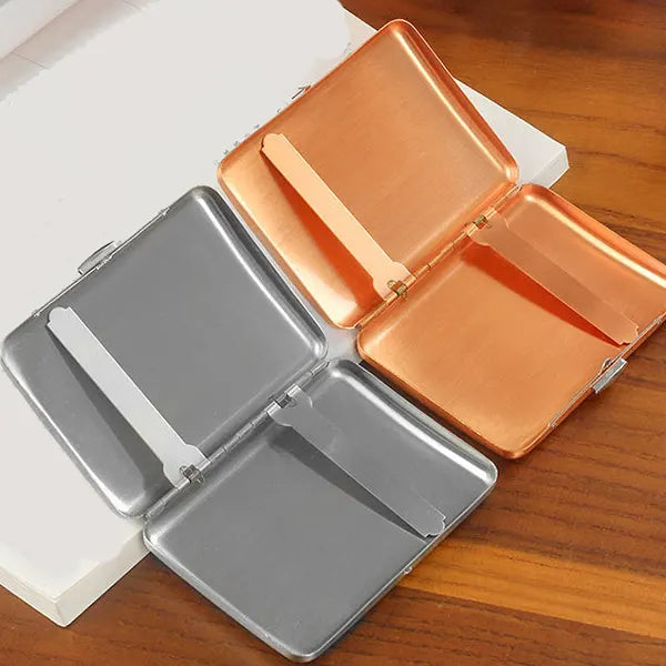 Plain Brushed Metal 16 Cigarette Case