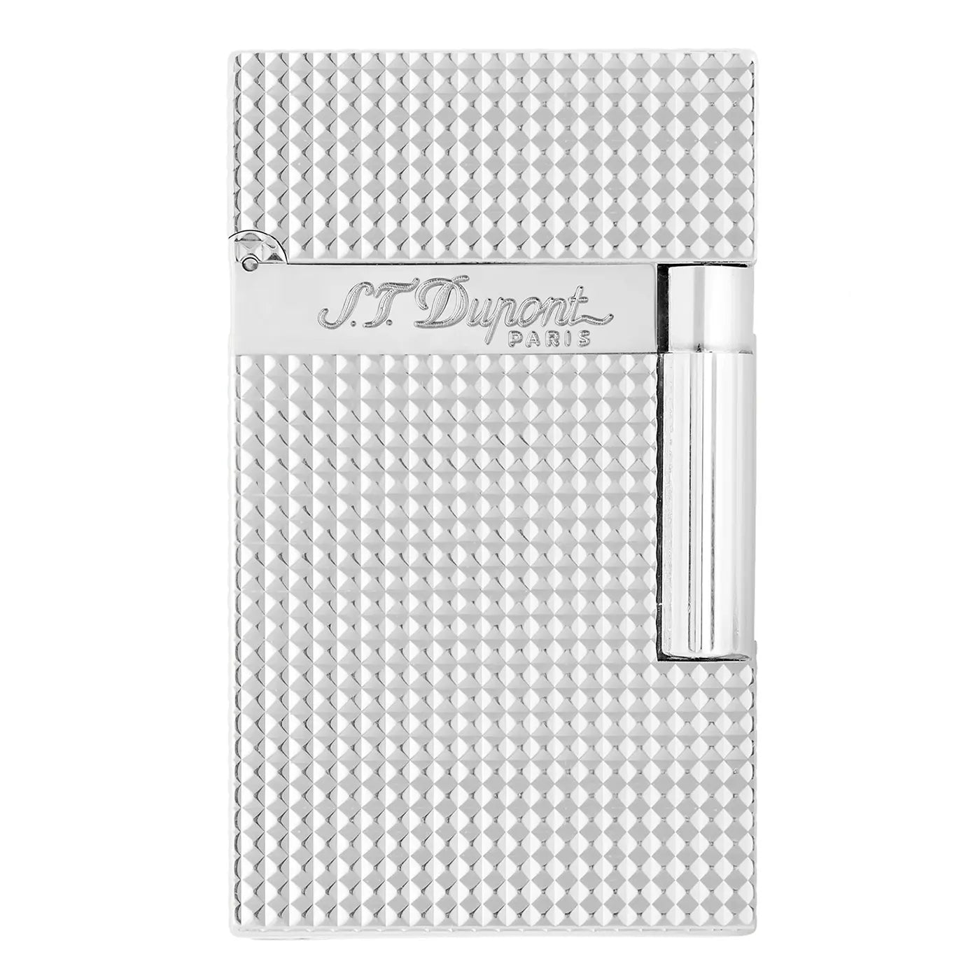 S.T. Dupont Ligne 2 Diamond Tip Guilloche Silver Plate Lighter