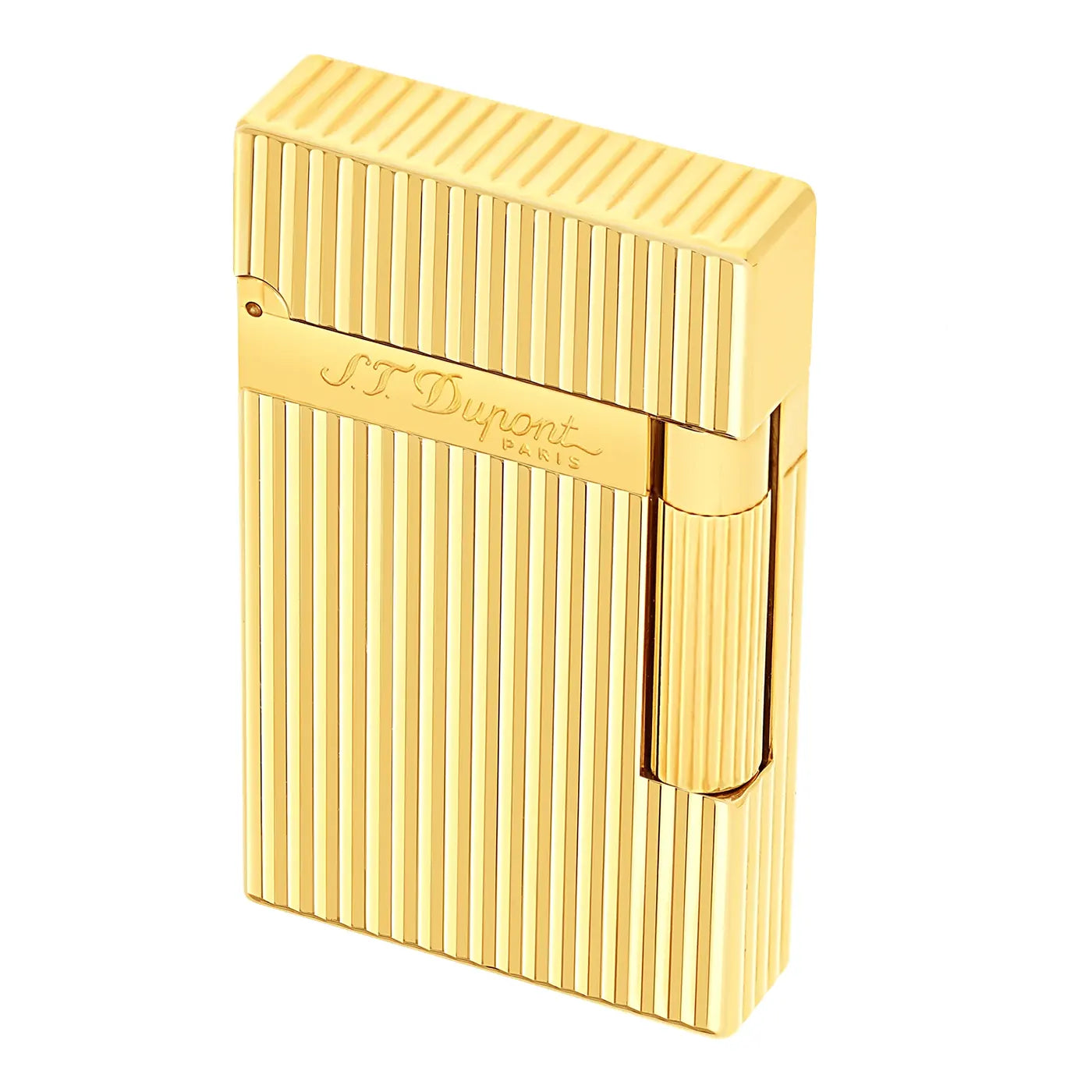 S.T. Dupont Ligne 2 Vertical Lines Guilloche Gold Plated Lighter