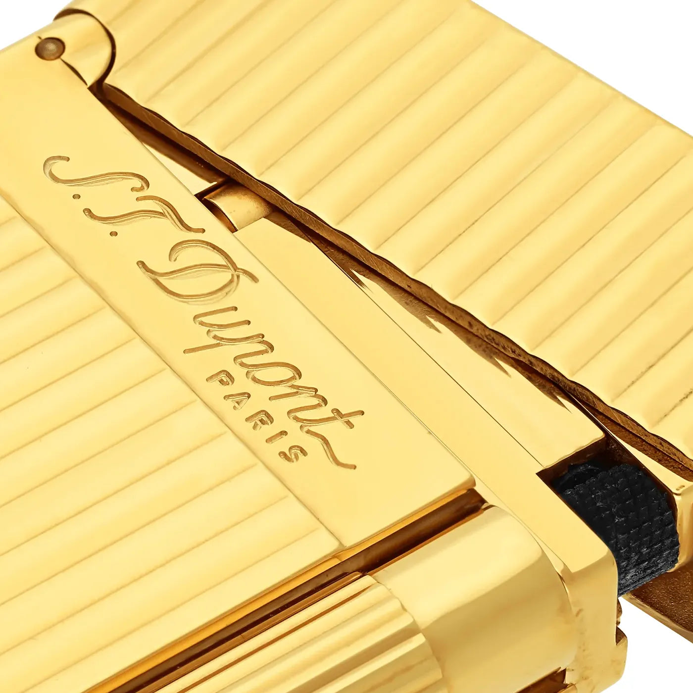 S.T. Dupont Ligne 2 Vertical Lines Guilloche Gold Plated Lighter