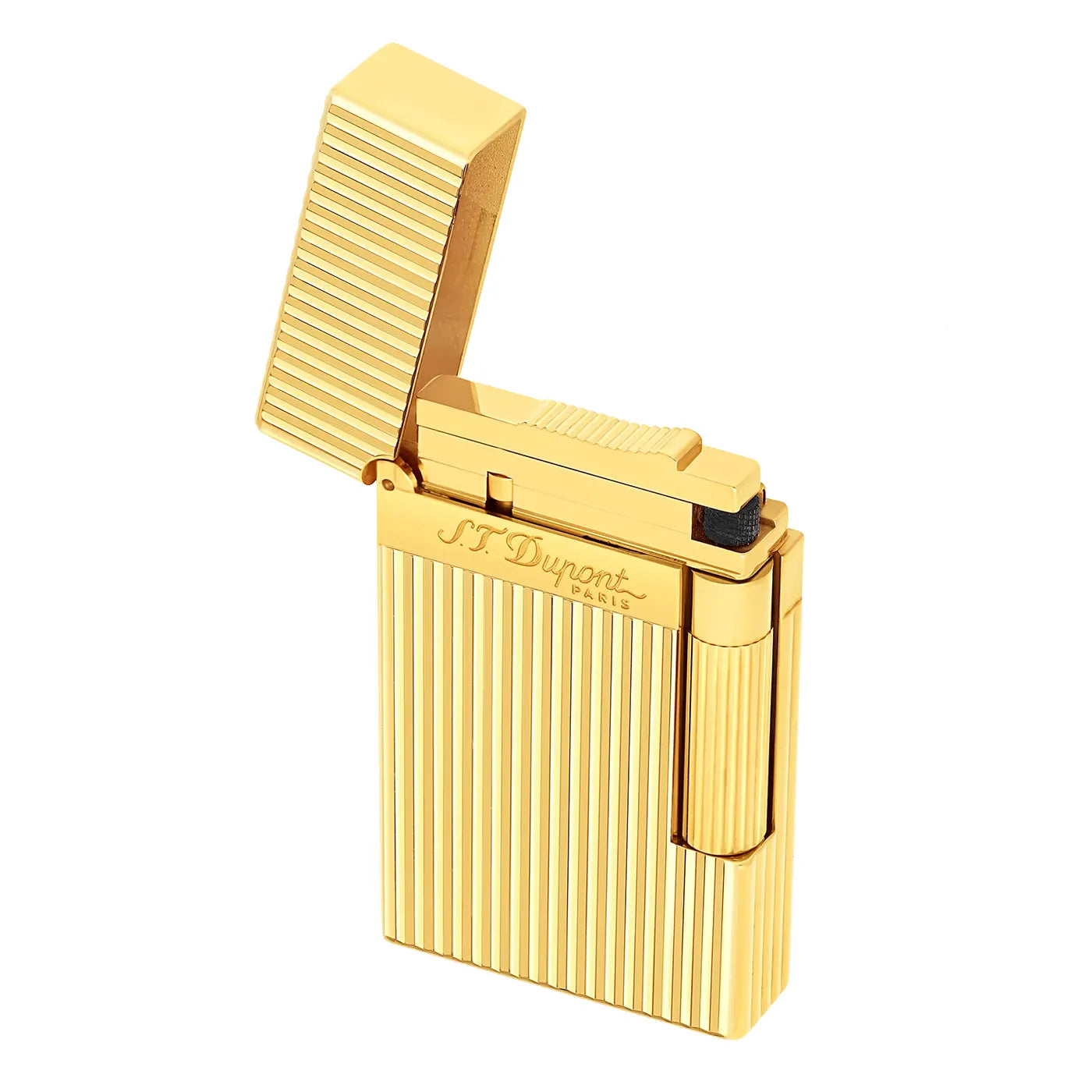 S.T. Dupont Ligne 2 Vertical Lines Guilloche Gold Plated Lighter