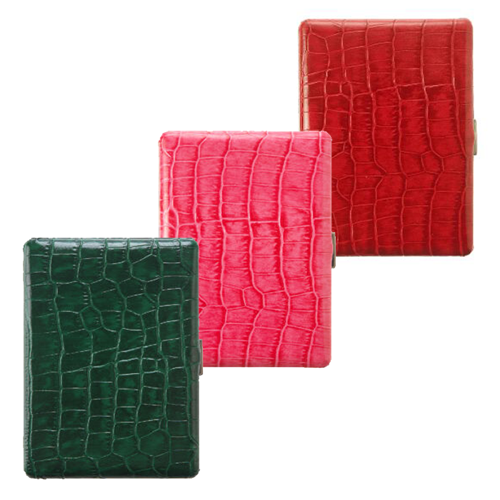 Tsubota Pearl Cosmos Crocodile Embossed Leather Cigarette Case