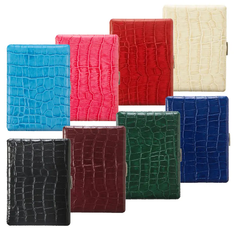 Tsubota Pearl Cosmos Crocodile Embossed Leather Cigarette Case