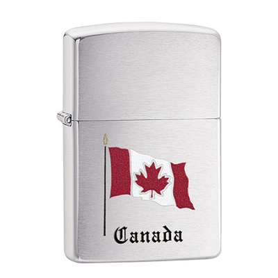 Canadian Flag Satin Chrome Zippo Lighter