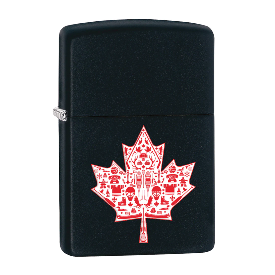 Canadian Iconography Matte Black Zippo Lighter