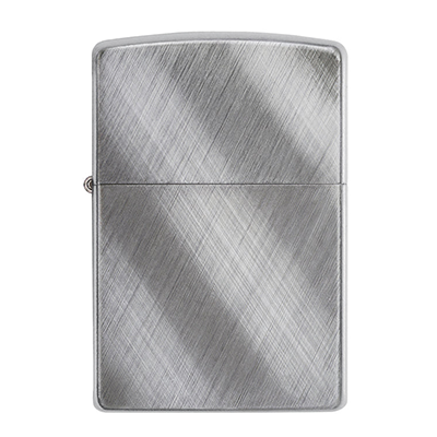 Diagonal Linen Weave Brushed Chrome Zippo Lighter