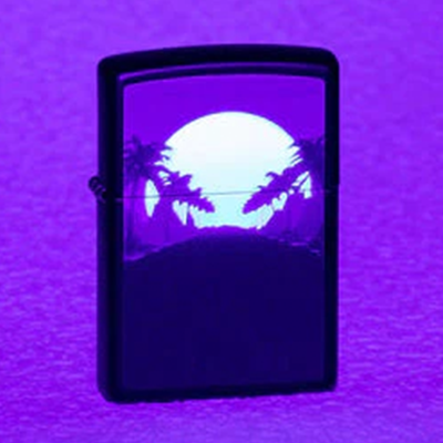 Palm Tree Highway Black Light Zippo Lighter