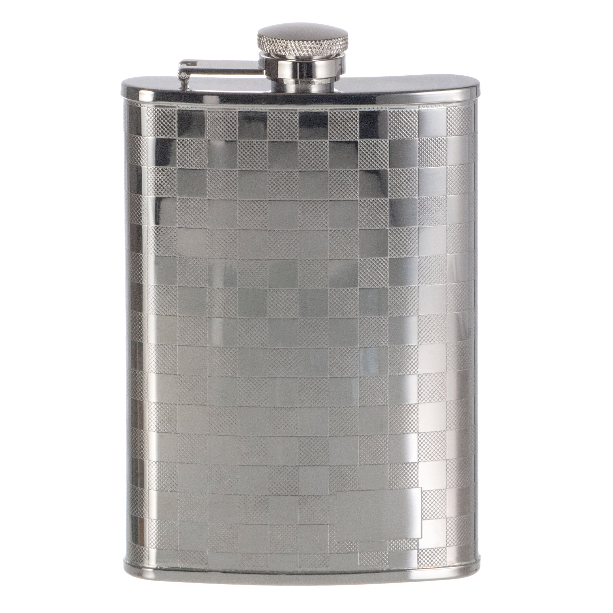 Small Checkered Pattern /w Engraving Square 8oz Flask